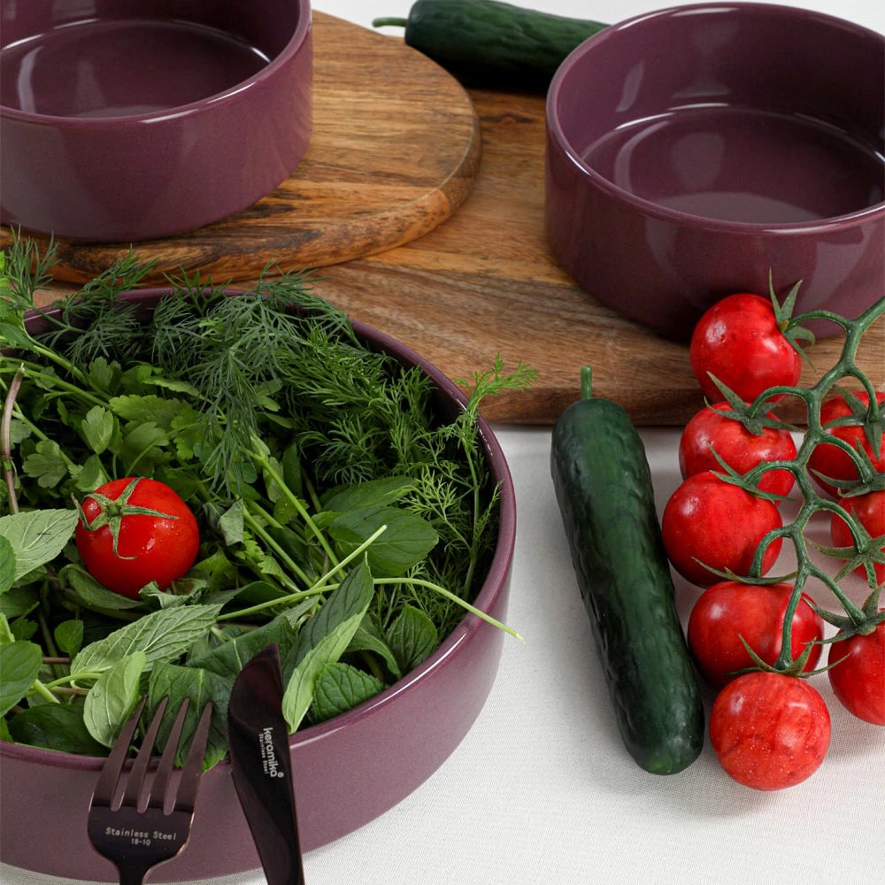 Set pjatash qeramike (3 copë), ngjyrë vjollcë, Hermia Concept, ST038003F498A000000MACD700