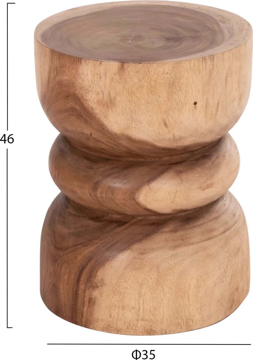 Stool anësor/tavolinë rrethore BELLO, dru suar natyral, FH9900.11, 35x46cm