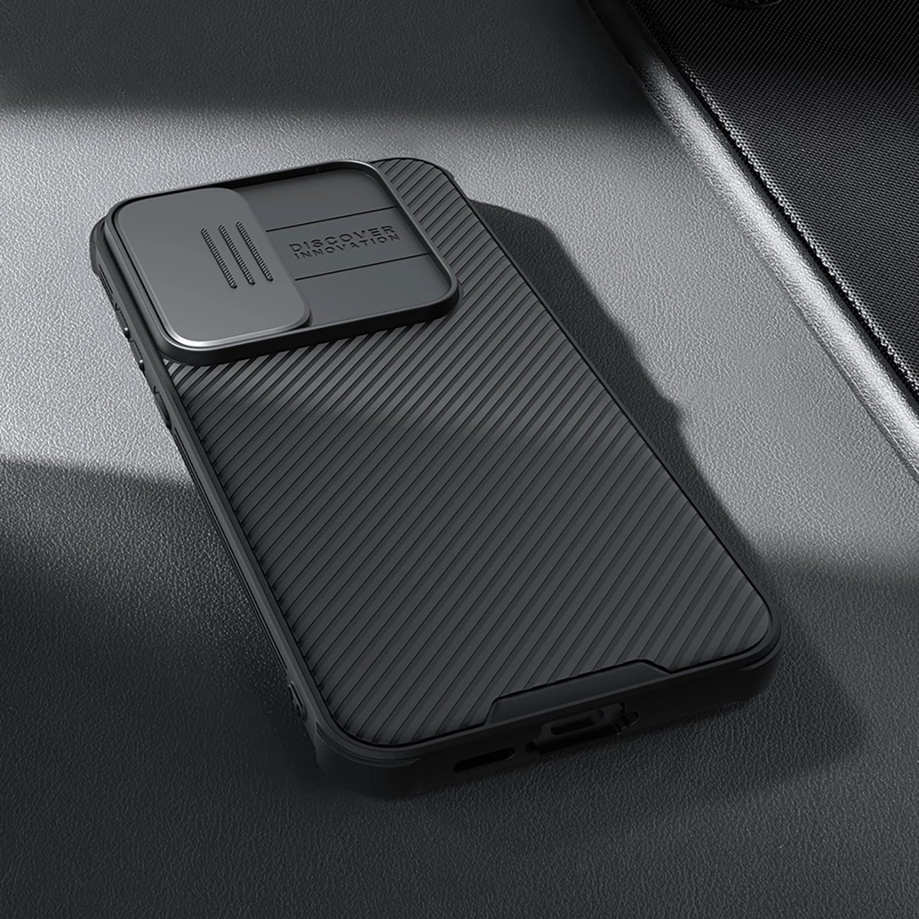 Mbështjellës Nillkin CamShield Pro për Samsung Galaxy A55, me mbulesë kamere, zi