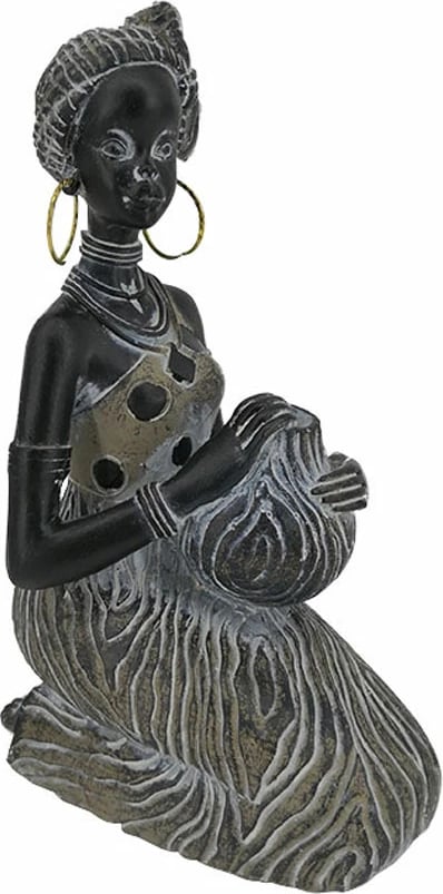 Figurë dekorative RABIA 2, polirezine, 12x8x18cm, e zezë, kafe, e bardhë