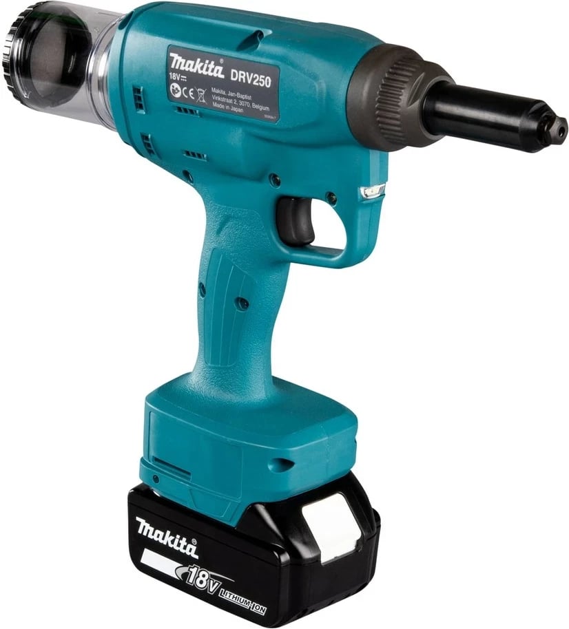 Riveter dore Makita DRV250RFJ, elektrik, 18V, Blu