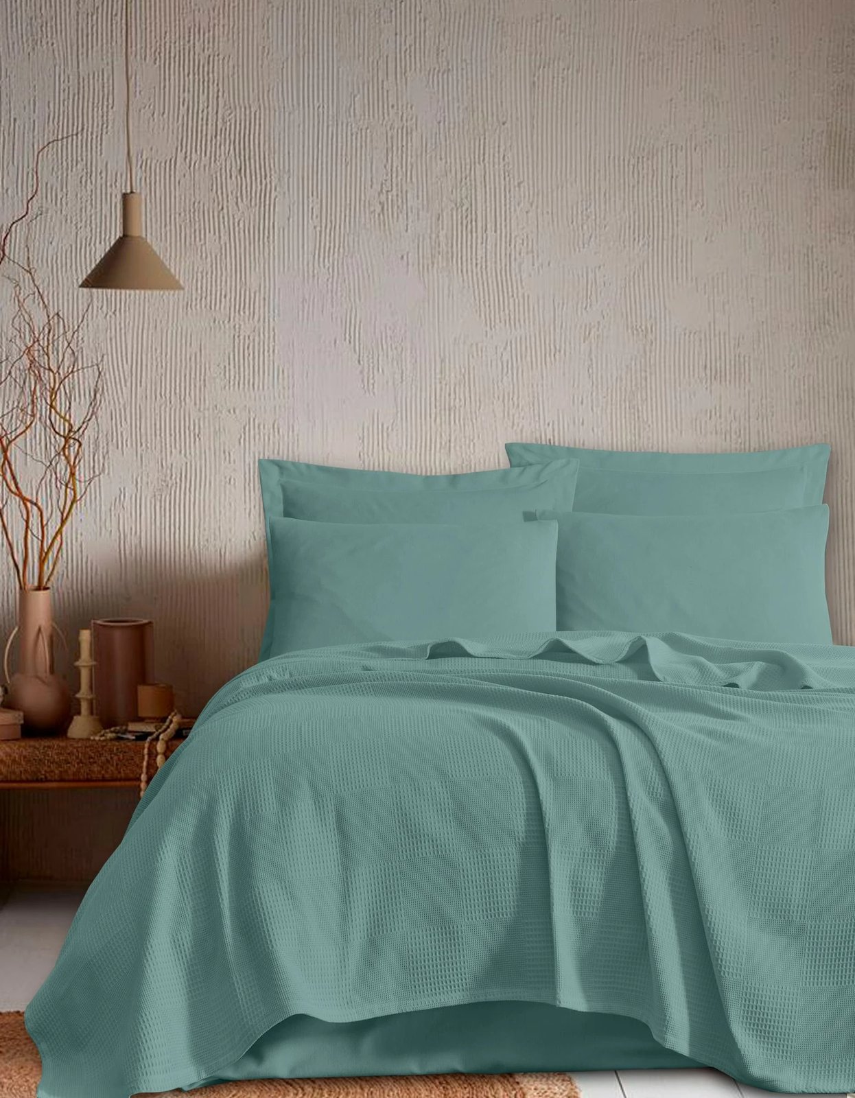 Batanije pique njëpjesëshe, ngjyrë nenexhik i errët, L'essentiel, 140x230cm