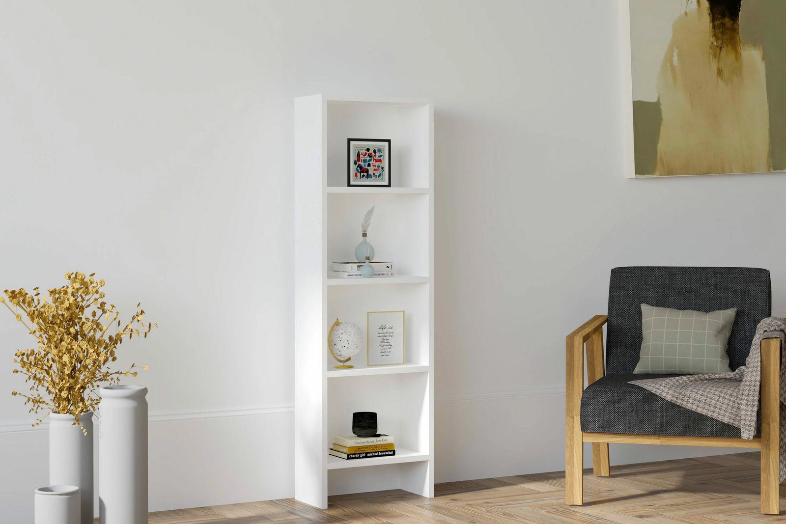 Raft librash Hanah Home, Barkın, i bardhë