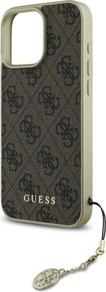 Mbështjellës Guess 4G Charms Collection për iPhone 16 Pro, kafe