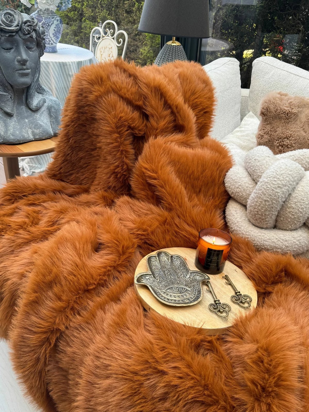 Shall për divan, ngjyrë e kuqe tjegulle, Evila Originals, 200x75cm