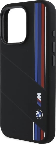Mbështjellës BMW Silicone Cut Tricolor Lines MagSafe për iPhone 16 Pro Max, Zi