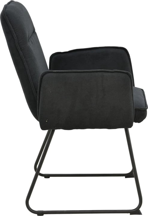 Karrige me krah Essential, set prej 4 copash, stof i zi, këmbë metalike të zeza, 55.5x59x89cm