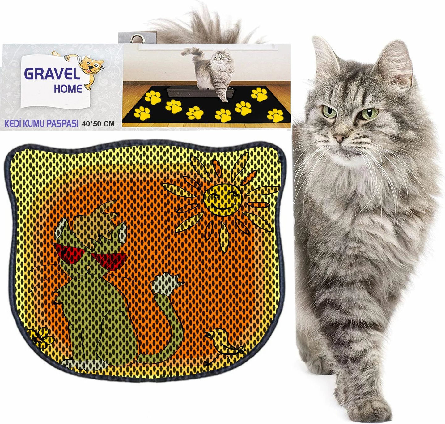 Tapet për rërë mace, shumëngjyrësh, Paws & Whiskers, Kdkafa0183, 40x50cm