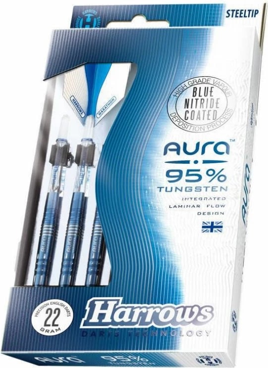 Shigjeta për Dart Harrows Aura 95% Steeltip për meshkuj dhe femra, blu dhe gri/argjend