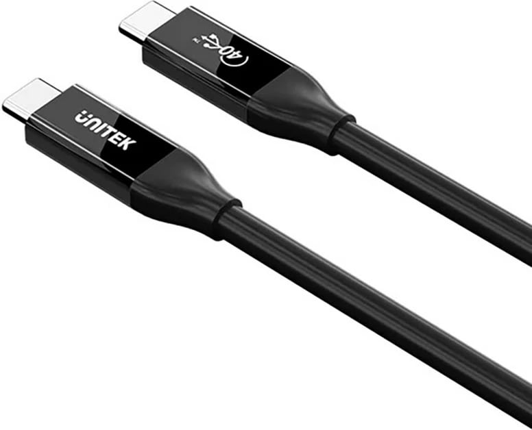 Kabllo USB-C UNITEK C14100ABK01-2M, 2m, USB 4.0, 100W, 40Gbps, e zezë