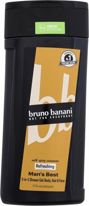 Xhel dushi për meshkuj Bruno Banani Man's Best me kanellë, 250ml