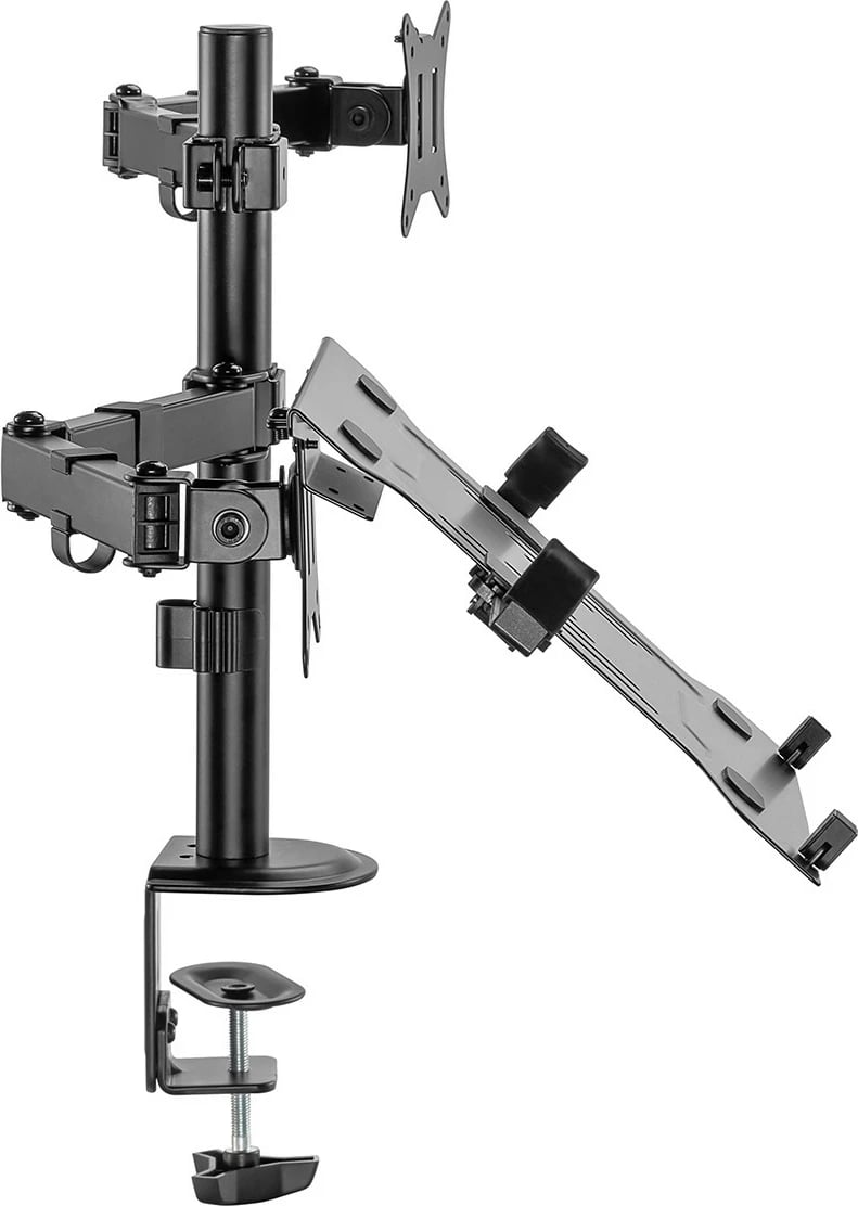 Mbajtës monitori me mbështjellës laptopi Digitus, universal, 32", kapëse tavoline, e zezë Mbajtës monitori me mbështjellës laptopi Digitus, universal, 32", kapëse tavoline, e zezë