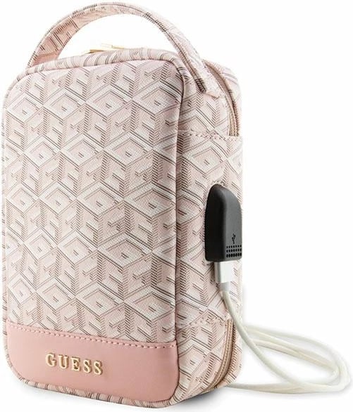 Çantë-organizer Guess GCube Stripe, 23.5x15.5x6.5cm, Rozë