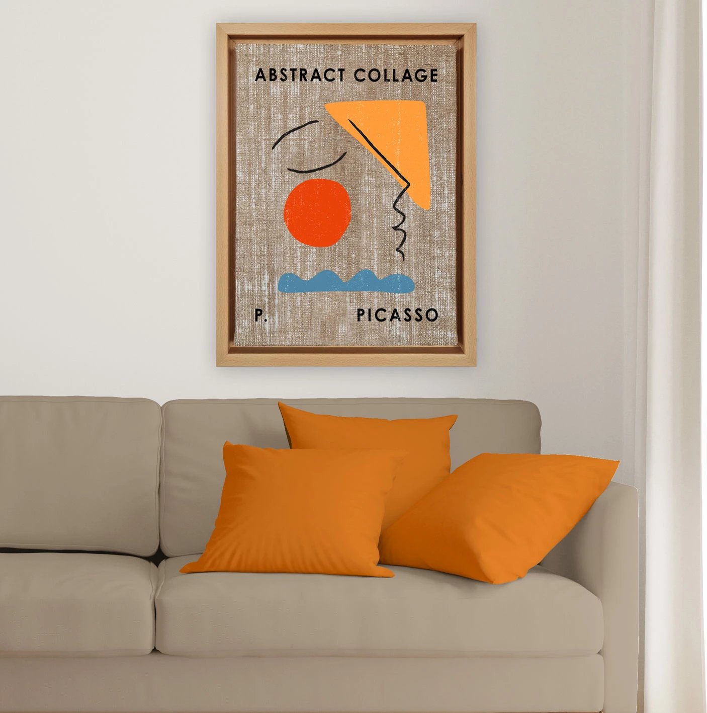 Pikturë dekorative në kanavacë, art abstrakt Picasso, shumëngjyrëshe, 46x66 cm, Wallity