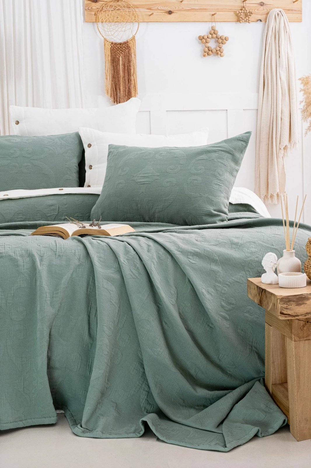 Set mbulesë dysheku dopio Julia, ngjyrë e gjelbër