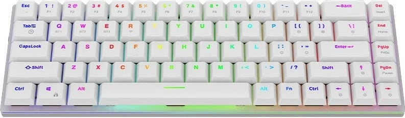 Tastierë mekanike Aqirys Agena, 65%, 68 taste, Gateron Red, RGB, wireless & me kabllo, e bardhë