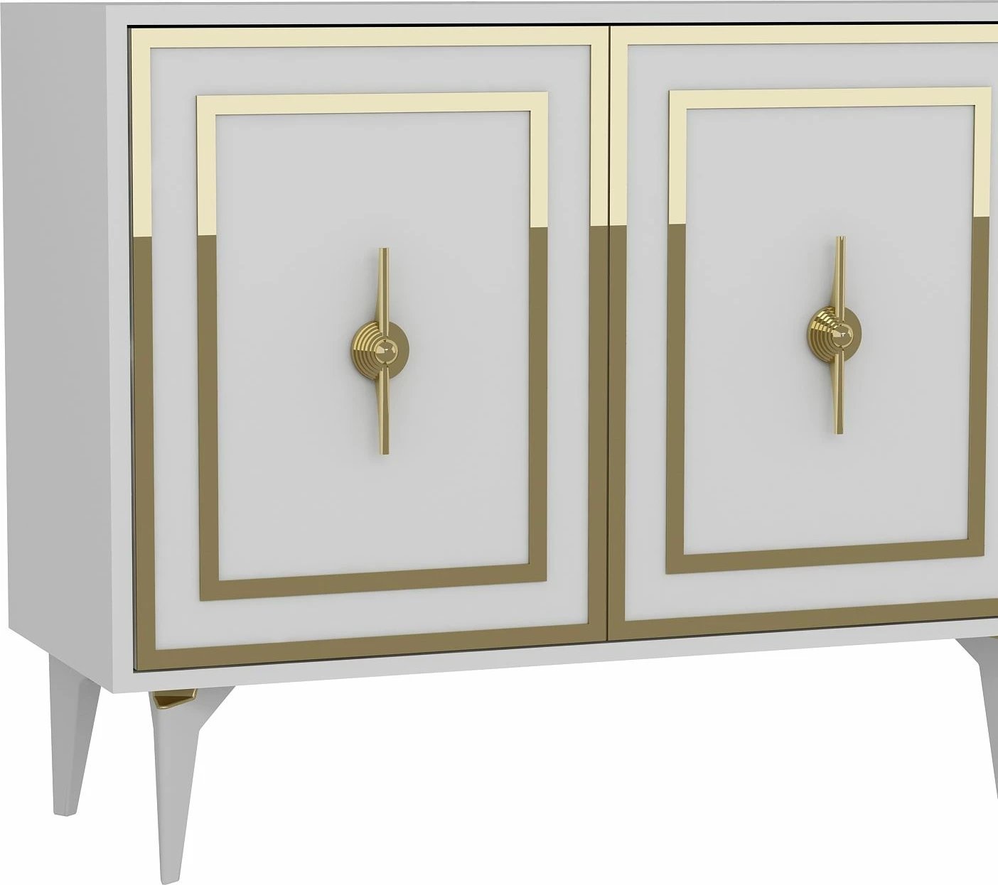 Konsolë Skye Decor, e bardhë, e artë, Samba