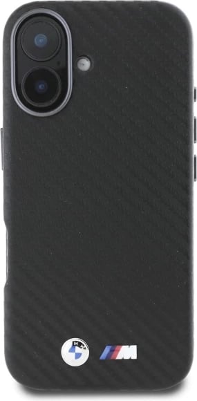 Mbështjellës BMW Carbon Wrapped Metal për iPhone 16, i zi