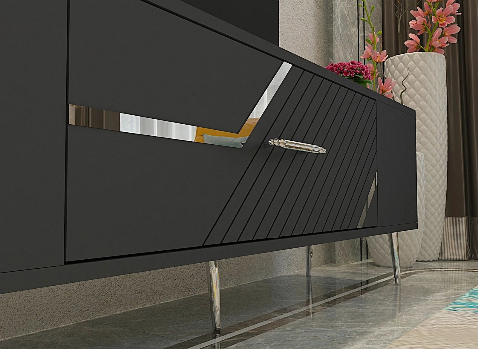 Komodë TV Skye Decor, antracit, argjend, Dekolp5