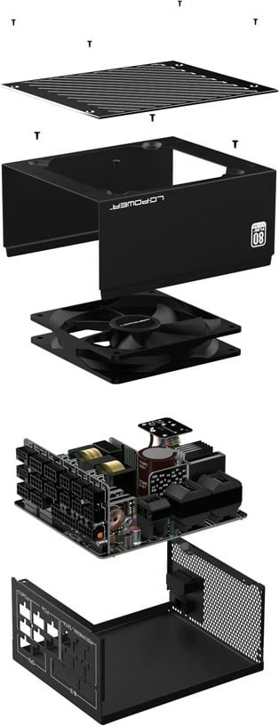Furnizues energjie LC-Power LC850P V3.0, 850W, 80 PLUS Platinum, plotësisht modular, ATX 3.0, i zi