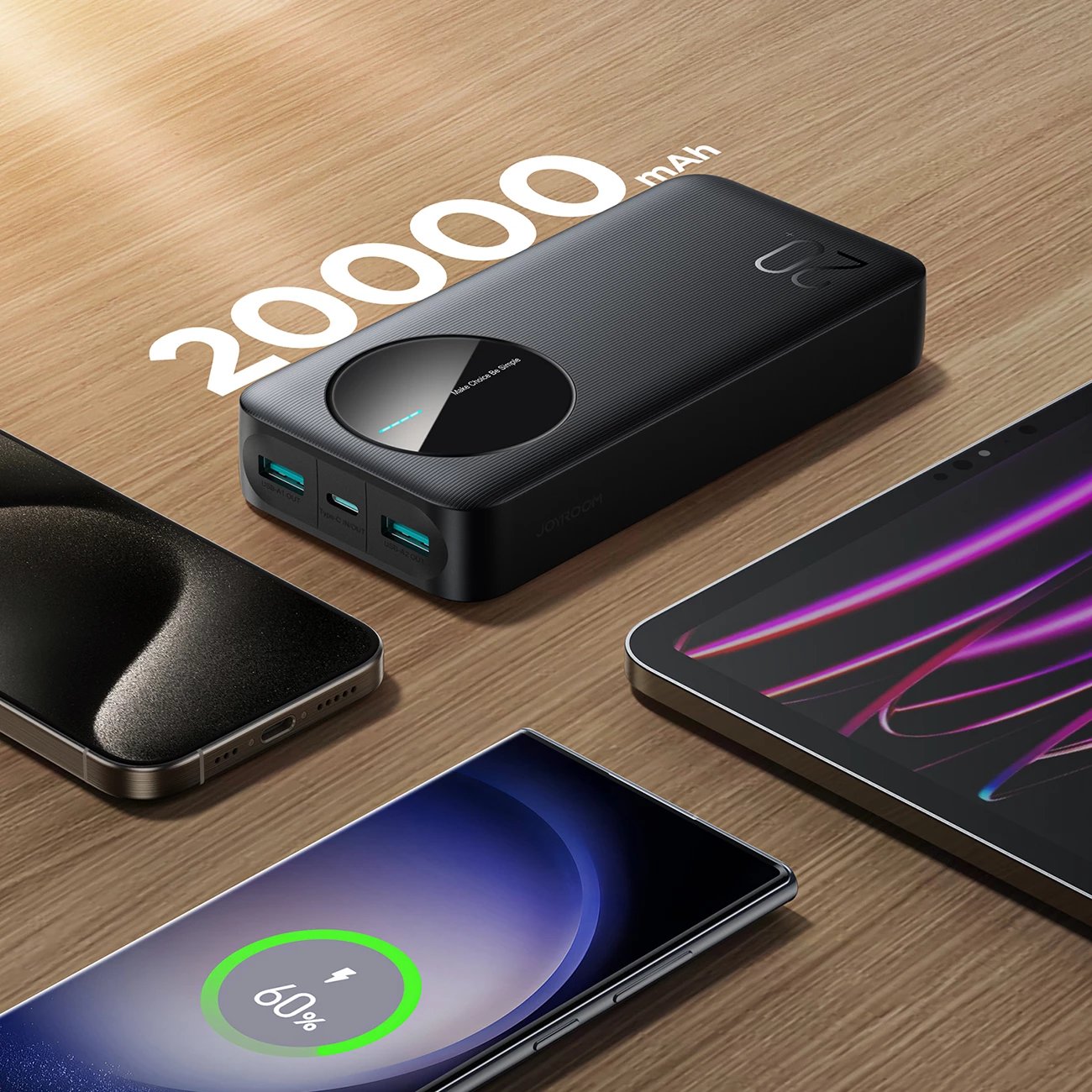 Powerbank Joyroom JR-PBF14, 20000mAh, 2x USB-A, 1x USB-C, e zezë