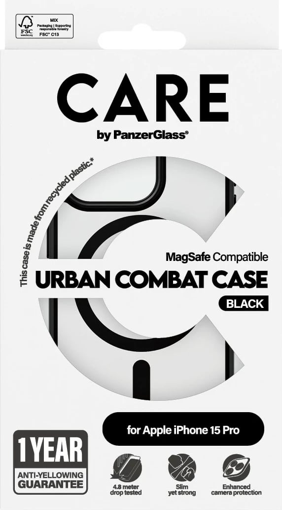 Mbështjellës PanzerGlass CARE Case Flagship MagSafe për iPhone 15 Pro, transparent