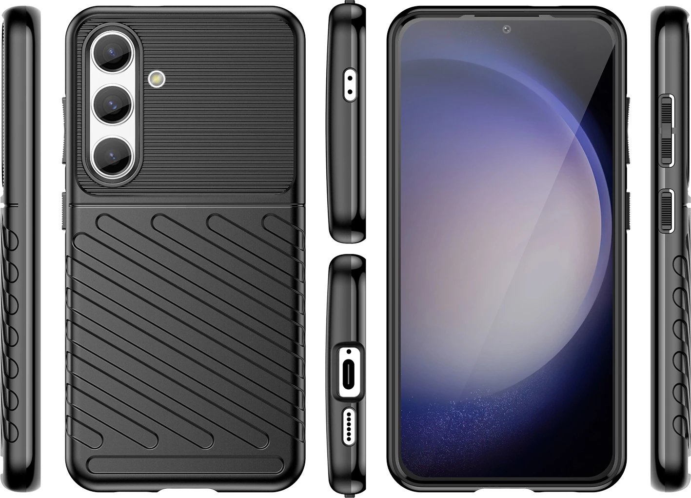 Mbështjellës Hurtel Thunder Case për Samsung Galaxy S24, TPU, zi