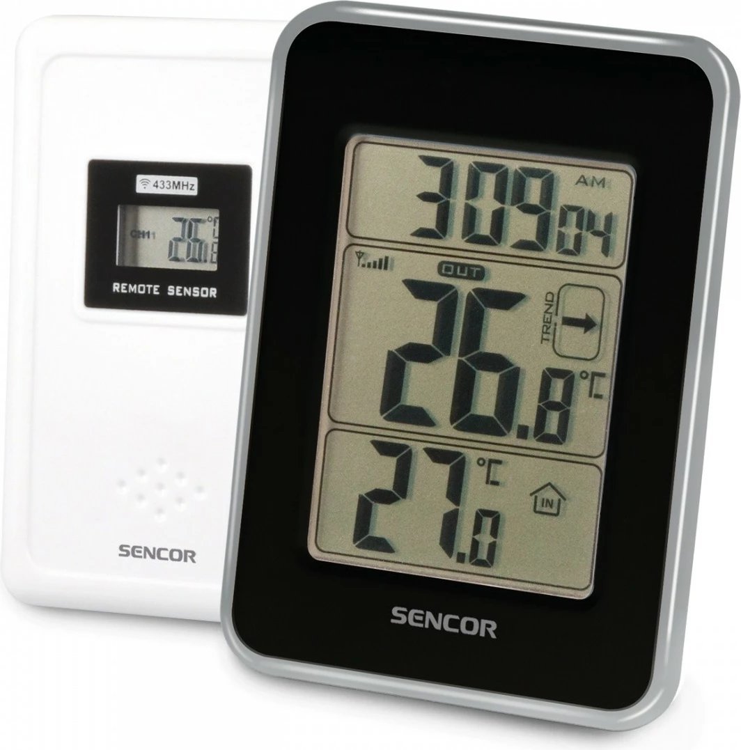 Stacion moti Sencor SWS 25 BS, me sensor wireless, zi/argjend