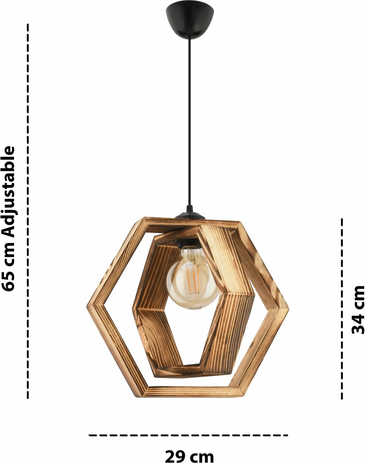 Llambë tavani Opviq Dualhex, trup druri, natyrale/zezë
