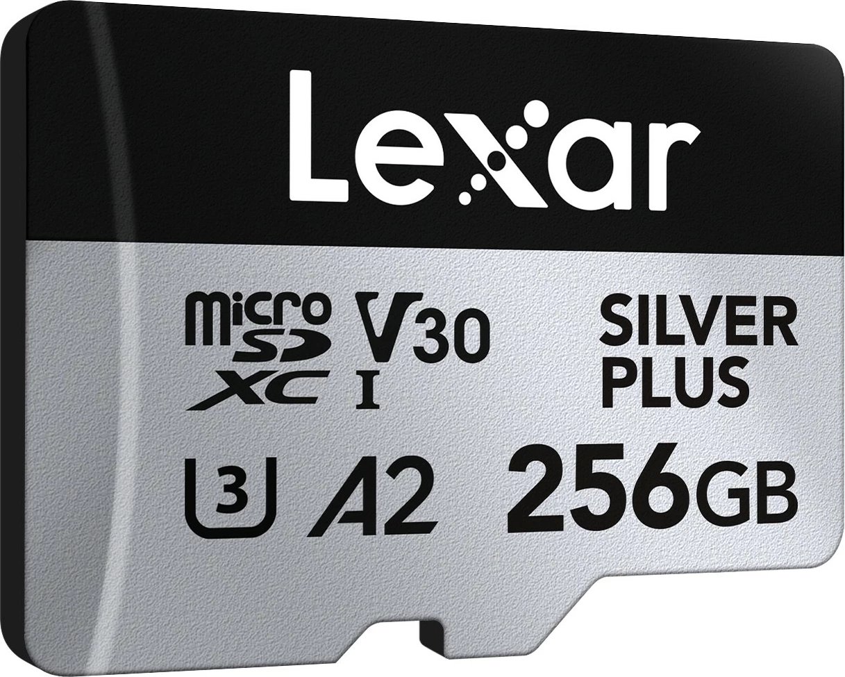 kartë microSD Lexar LMSSIPL256G-BNANG 256GB UHS-I A2 U3 V30 205/150MB/s, ngjyrë argjendtë Silver Plus, me adapter SD