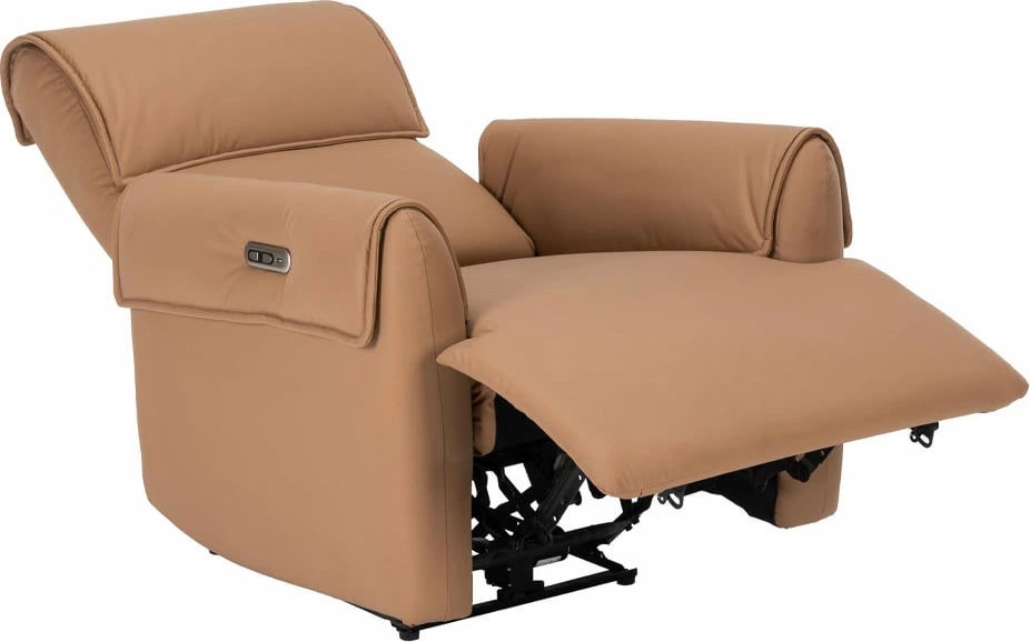 Fotelë relaksuese me recliner elektrik, ngjyrë camel, 88x95x102cm