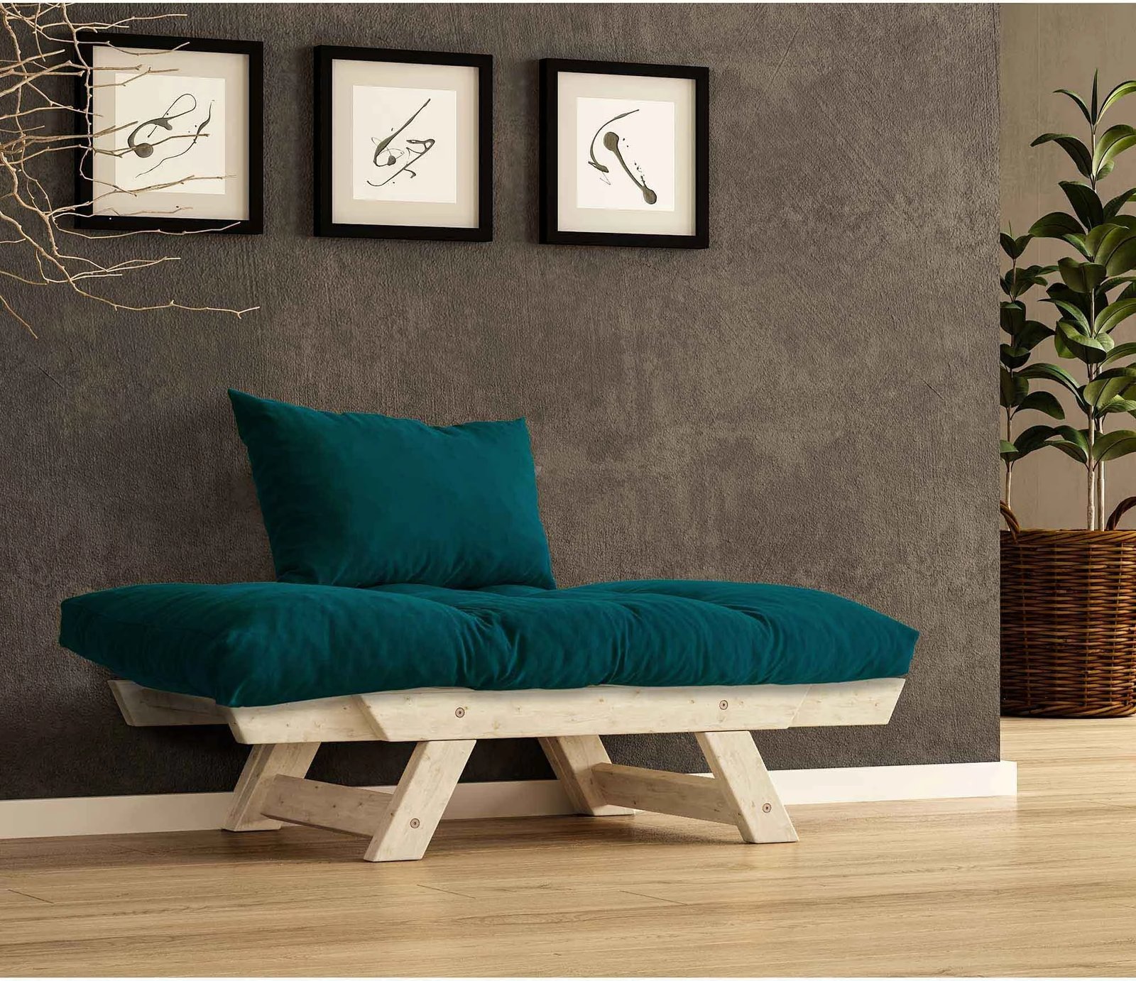 Karrige për kopsht një vend, Skye Decor, natyrale/petrol blue, CPT8148-140