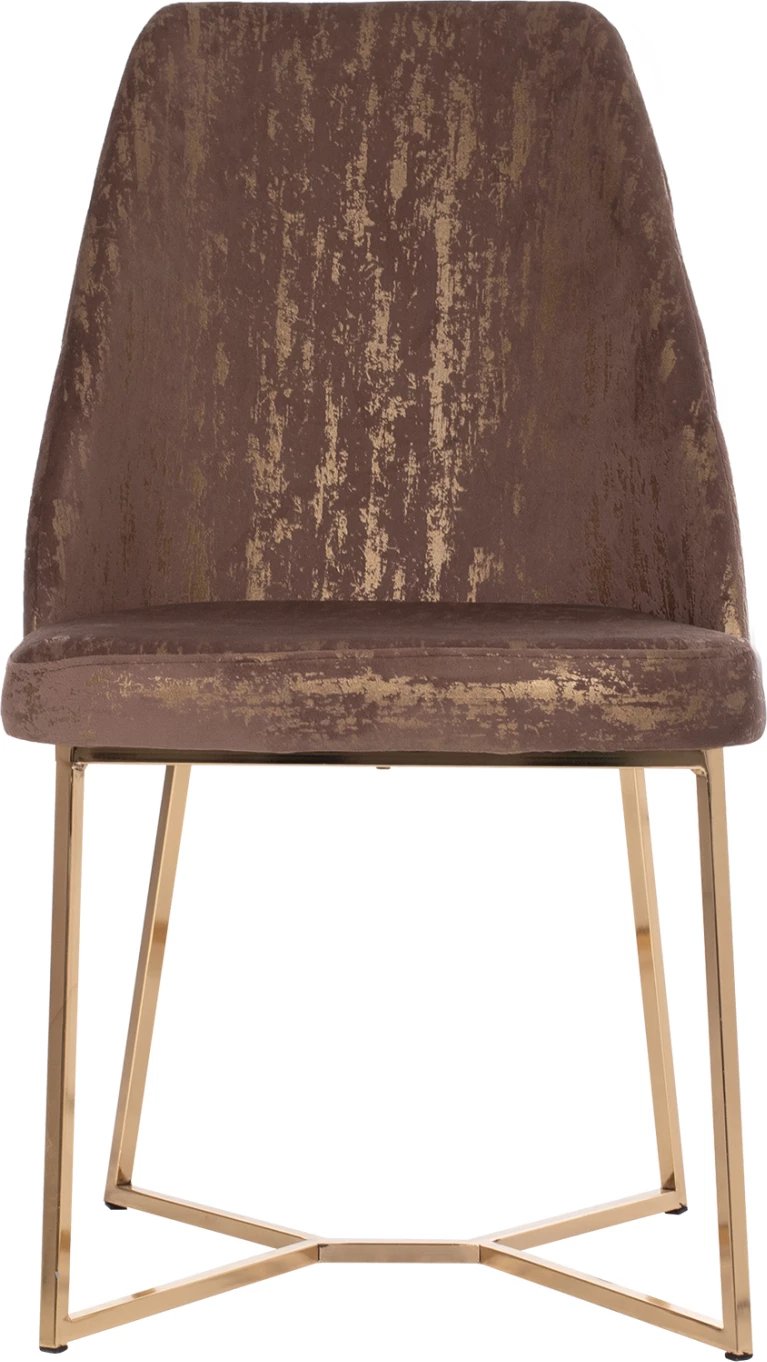 Karrige profesionale ZIZI, kadife kafe, bazë e artë, 52x62x92H cm