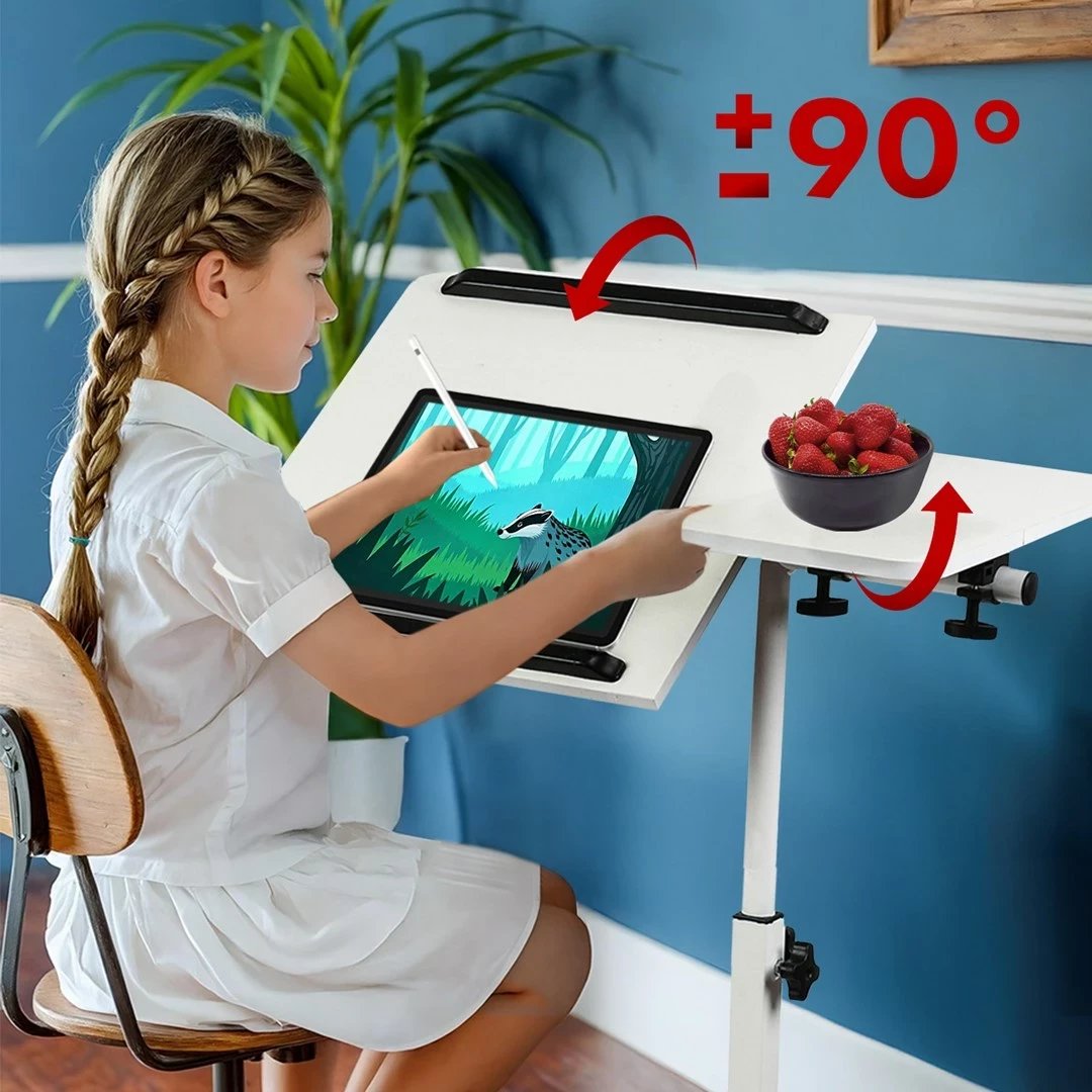 Tavolinë mobile Maclean MC-121 W, për laptop, rregullim lartësie 59-89cm, e bardhë