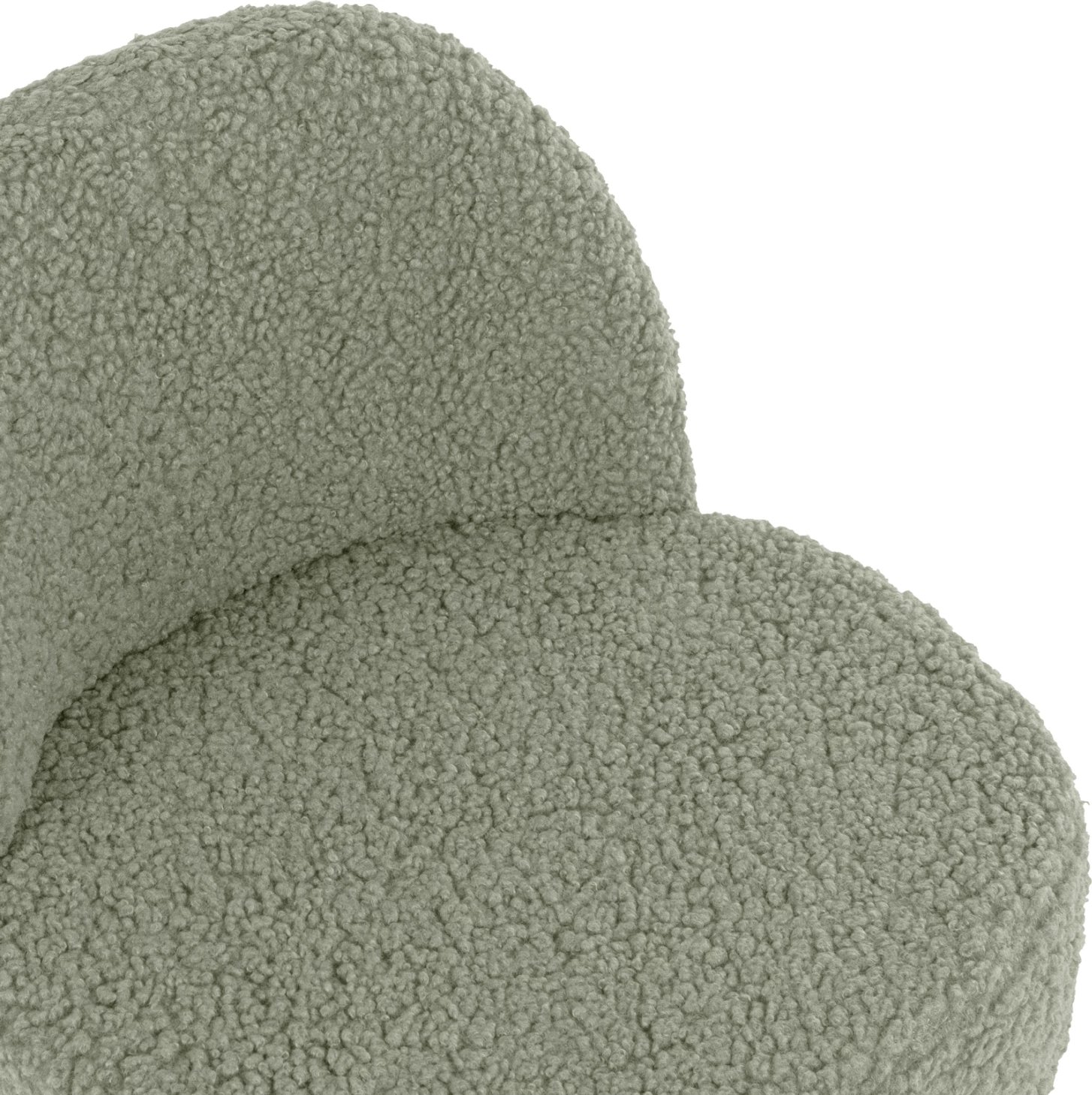 Karrige YASMINE FH8395.27 me mbështetëse të ulët, pëlhurë boucle ngjyrë fistik, këmbë druri, 47x46x64.5 cm.