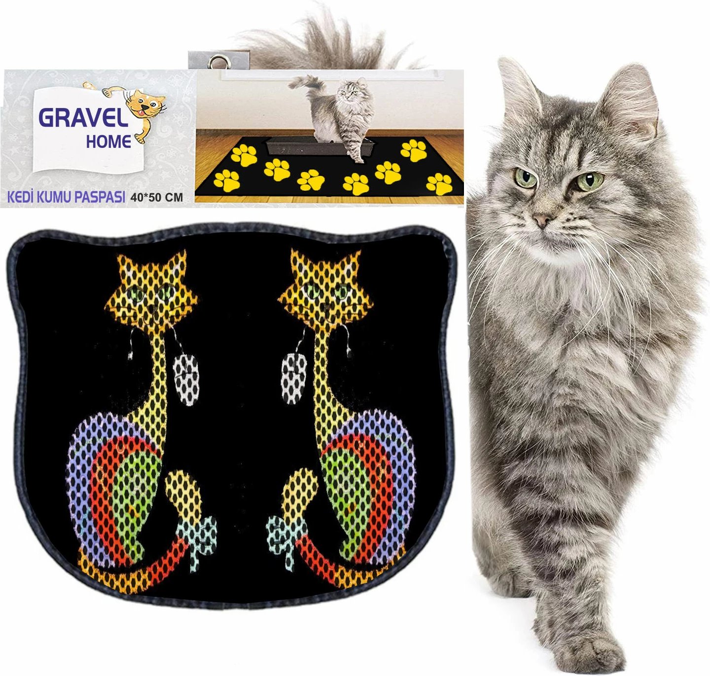 Tapet për rërë mace, shumëngjyrësh, Paws & Whiskers, Kdkafa0128, 40x50cm