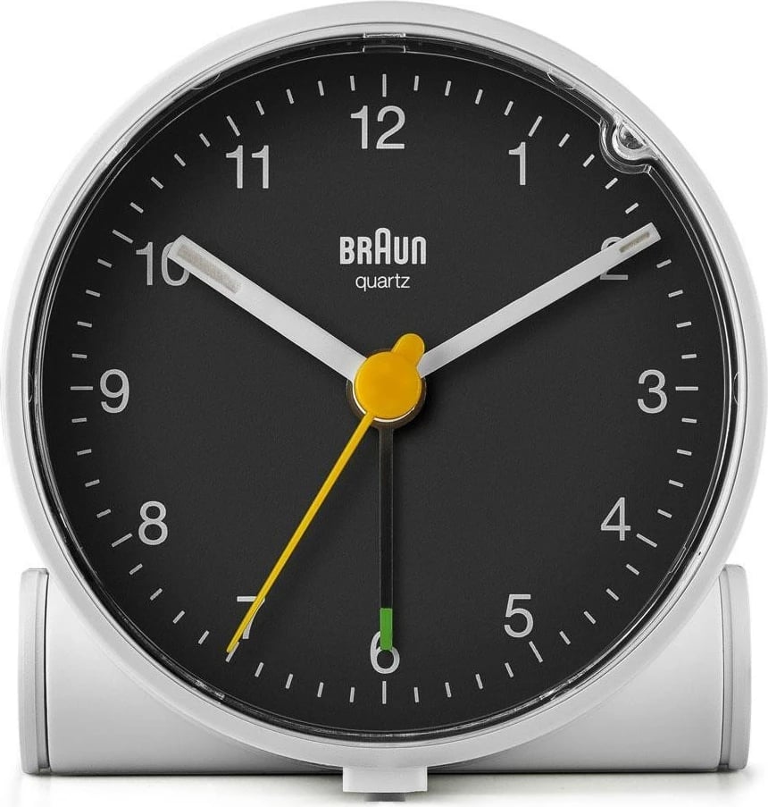 Alarm Braun BC01WB, analog, 12h, zi/bardhë Alarm Braun BC01WB, analog, 12h, zi/bardhë