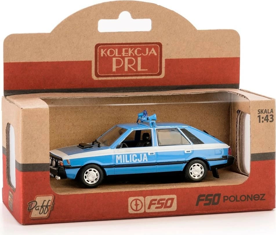 Makine lodër Daffi PRL Polonez Milicja, 1:43, metal/plastik, blu/bardhë