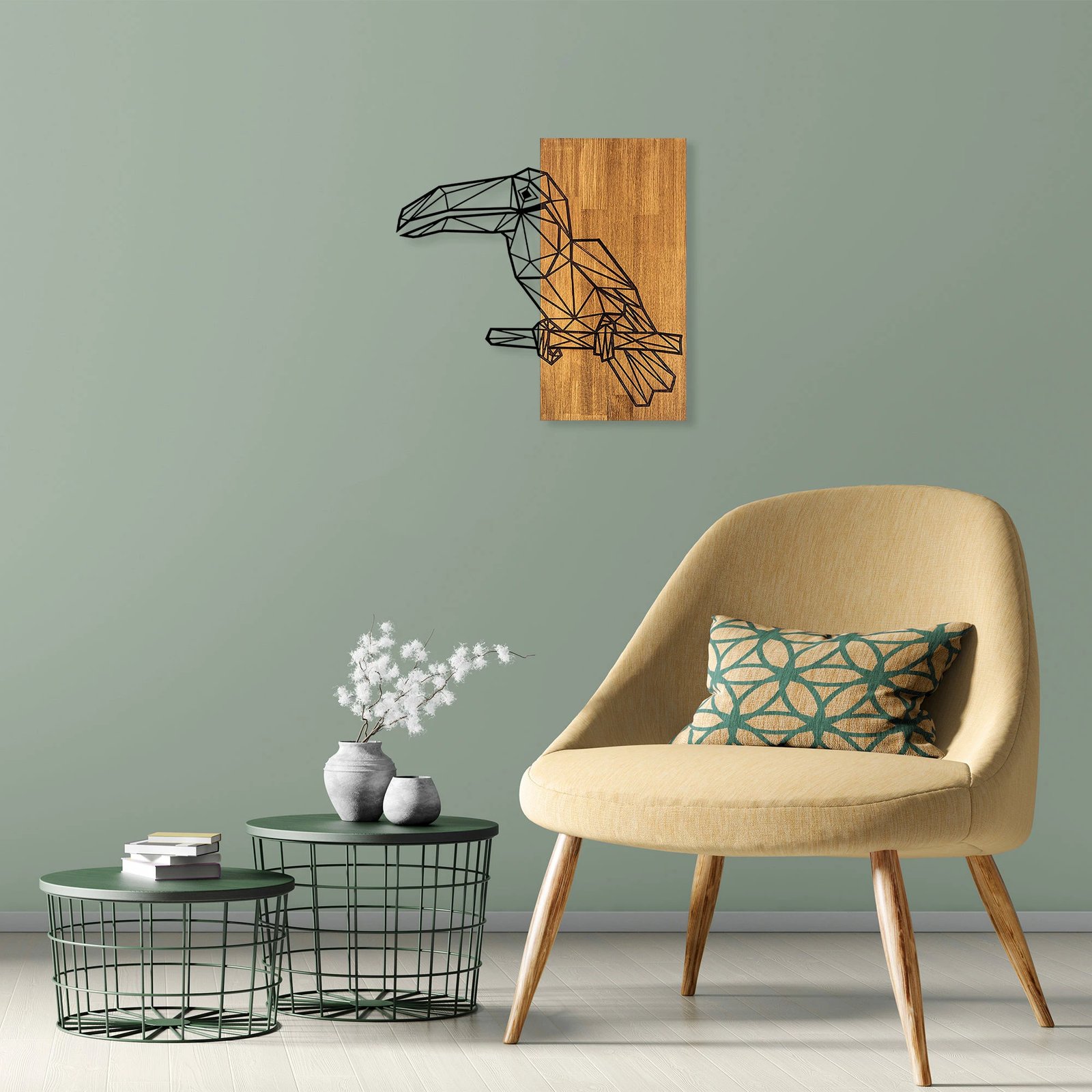 Aksesor dekorativ për mur, dru dhe metal, Wallity MA-293, ngjyrë arre/zezë, 58x60cm