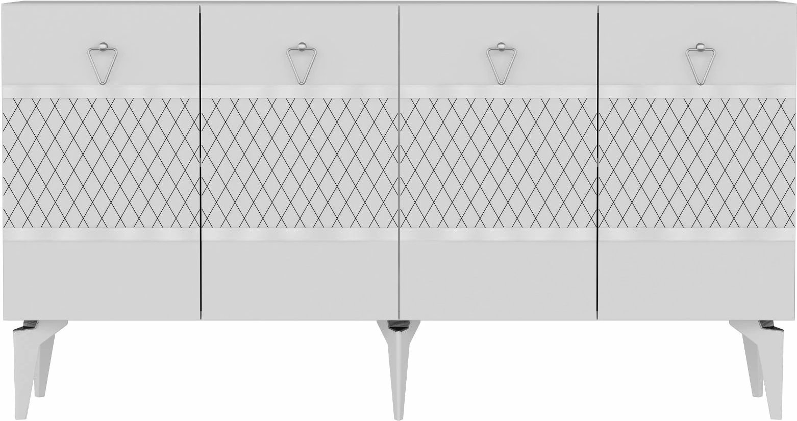 Konsol Skye Decor, ngjyrë e bardhë dhe argjendtë, Pelin