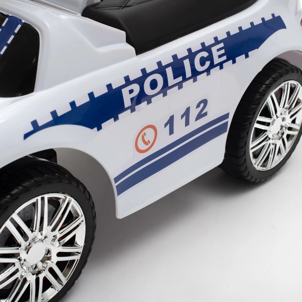 makinë shtytëse për fëmijë, Baby Mix, Police, me panel zanor dhe shufër drejtimi, 12m+, ngarkesë 25 kg, e bardhë