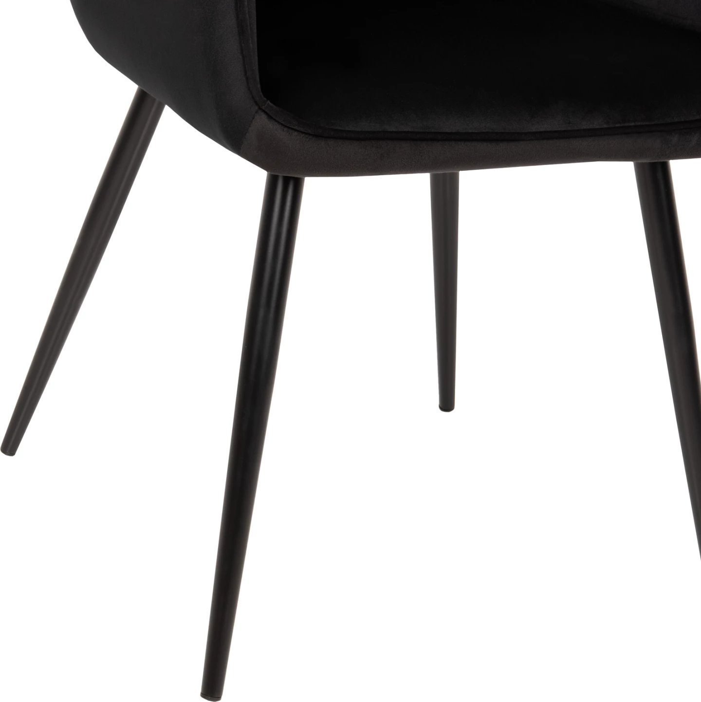 Karrige Latrell, kadife e zezë, këmbë metali të zeza, 55x57x84H cm., set prej 2 copë