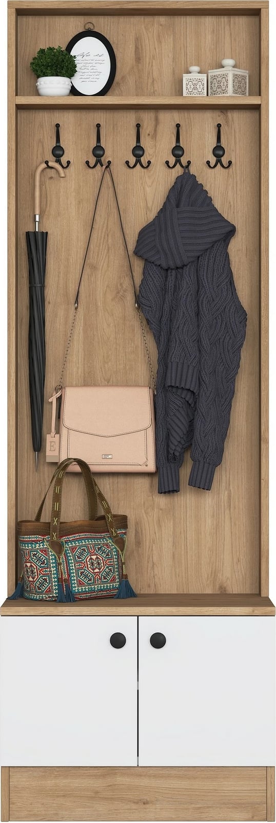 Stendë korridori, ngjyrë arre dhe e bardhë, Skye Decor, M16-2254