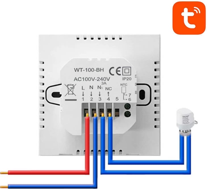 Termostat i mençur, Avatto ZWT100, ZigBee 3.0 3A, ekran LCD, kontroll me Tuya/Smart Life Alexa Google, për ngrohës uji