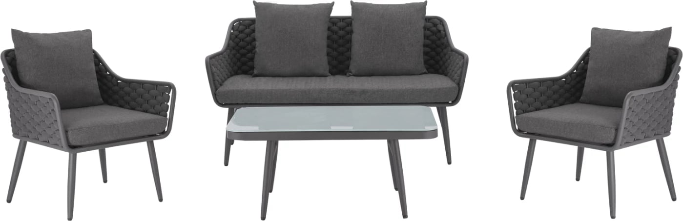 Set salloni 4 pjesë kornizë metalike dhe thurje gri FH5711