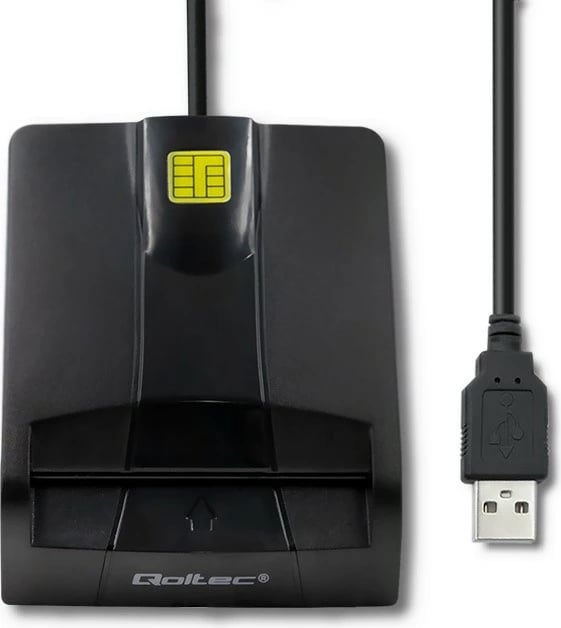 Lexues kartelash çipi Qoltec SCR-0634 me USB Type-C, i zi