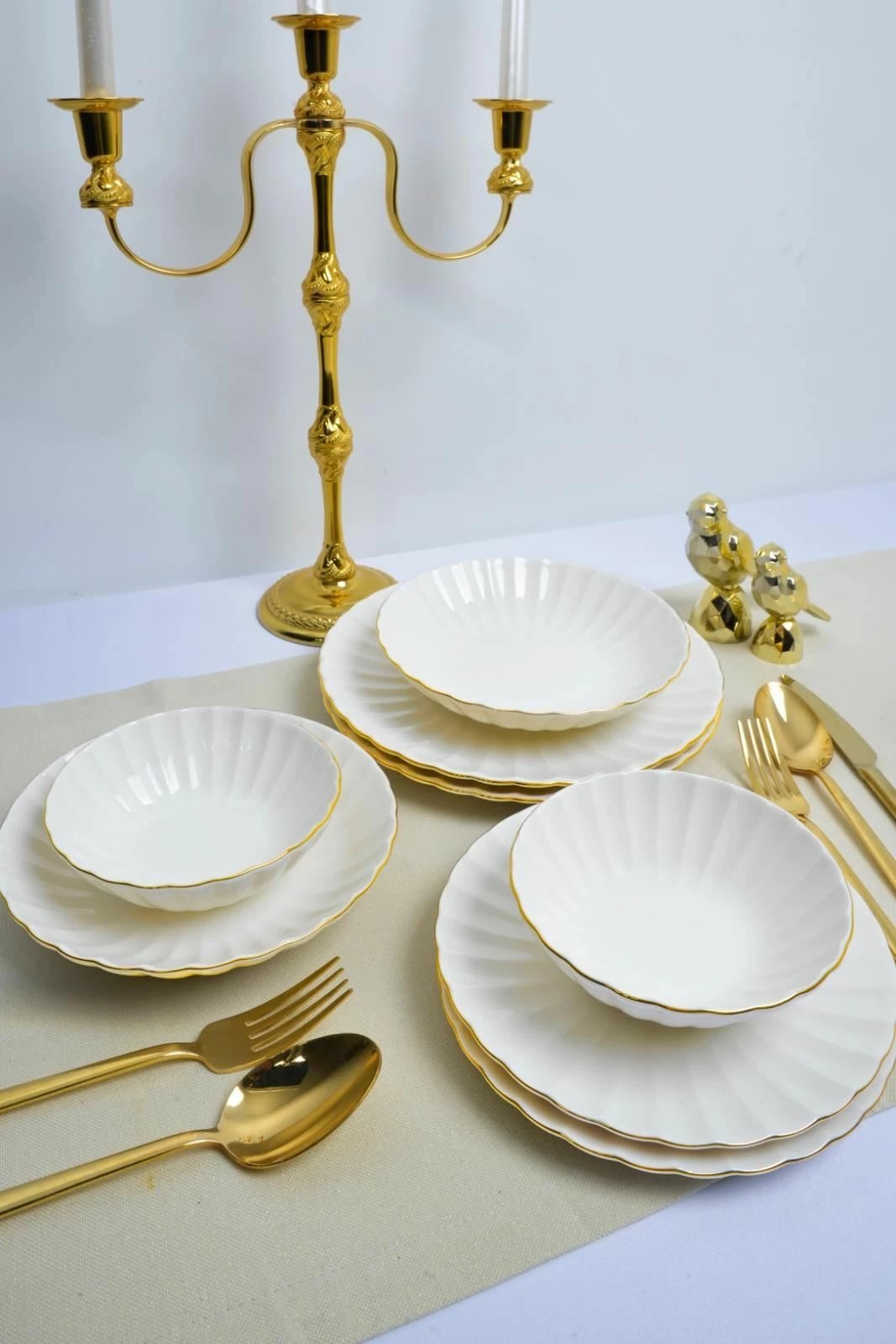 Set enësh darke (24 copë), Hermia Concept, Isil 24, e bardhë, ari