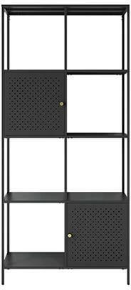 Raft metalik Nextdeco me 4 rafte dhe 2 kabinete, H175x80x35cm, Ngjyrë e zezë