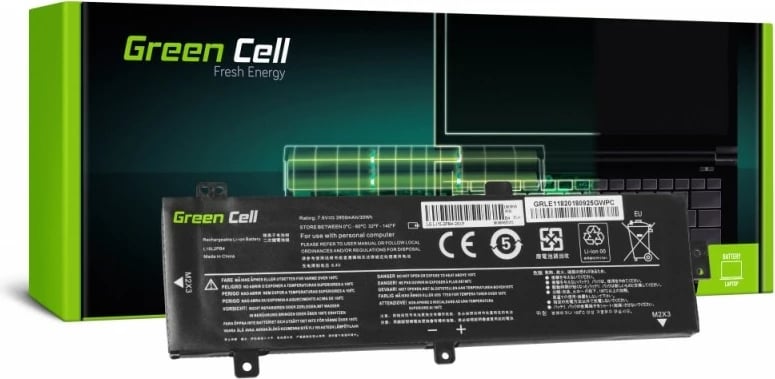 Bateri për laptop Green Cell LE118, Li-poly, 3500 mAh, 7.6V, për Lenovo Ideapad 310/510