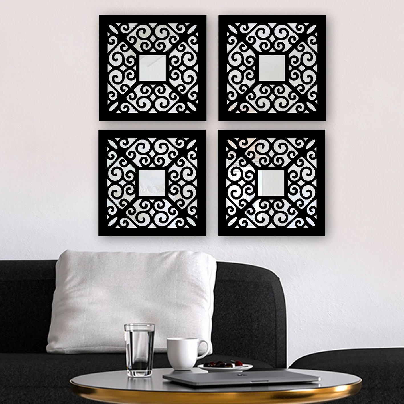 Set pasqyrash dekorative (4 copë), Wallity, SYH06833628